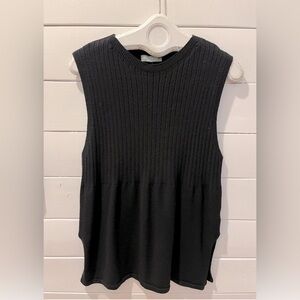 Pistache Black Sleeveless Knit Top – Ribbed Texture, Size XL
